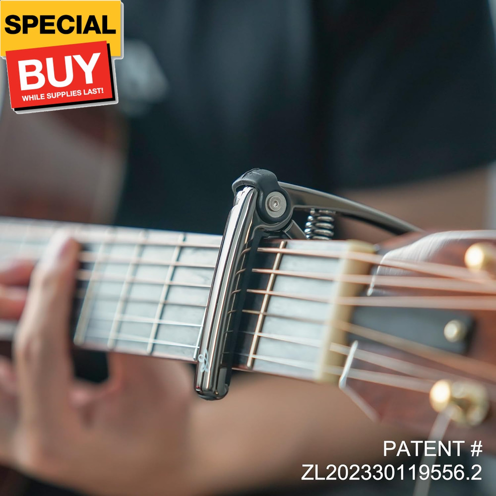 4-in-1 Guitar Capo Includes String Cutter Pin Puller Pick Holder and 5 Guitar Pi