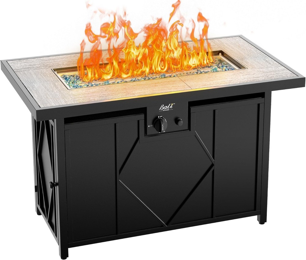 BALI OUTDOORS 60,000BTU 42 inch Propane Fire Pit, Rectangular Gas Fire Pit Table