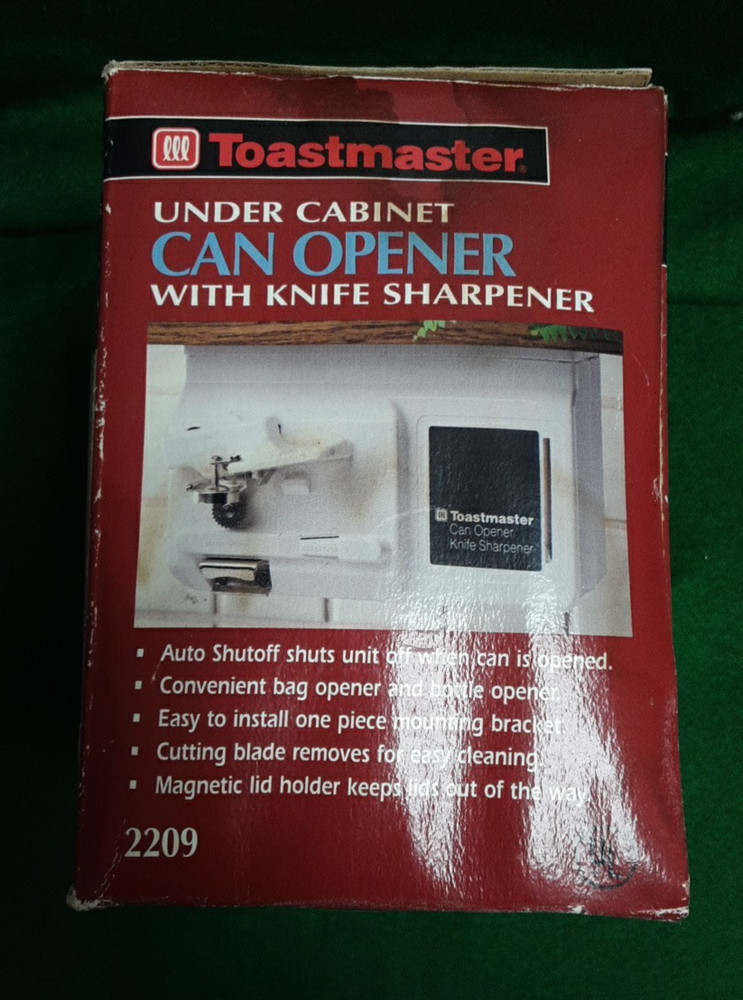 Toastmaster Under Cabinet Electric Can Opener Knife Sharpener Model 2209