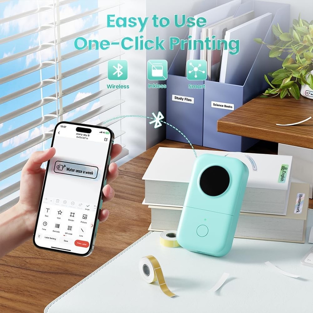 D30 Label Maker Machine, Portable Bluetooth Mini Label Printer, Handheld Thermal