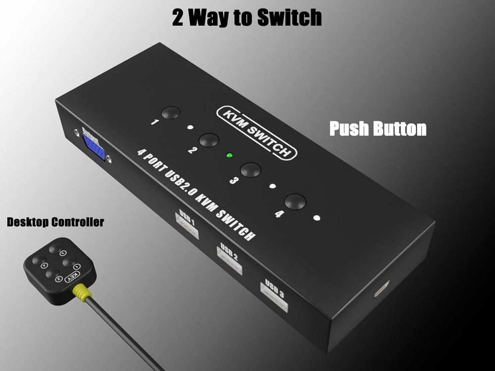 Versatile 4-Port KVM Switch with Desktop Controller for Seamless Usage
