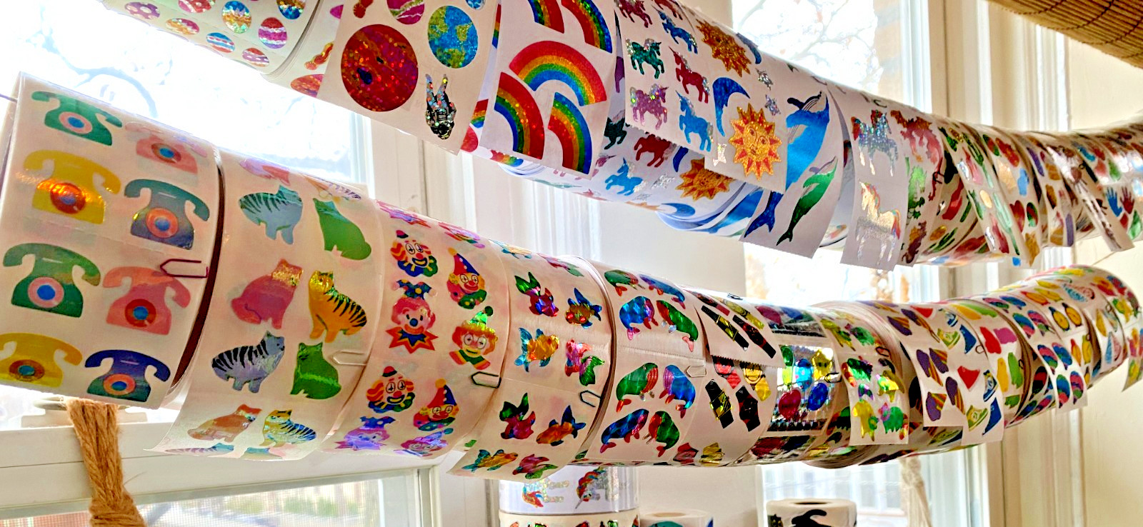 Great 7 Vintage Stickers Off The Roll: Pearly, Fuzzy, Prismatic, You Choose!