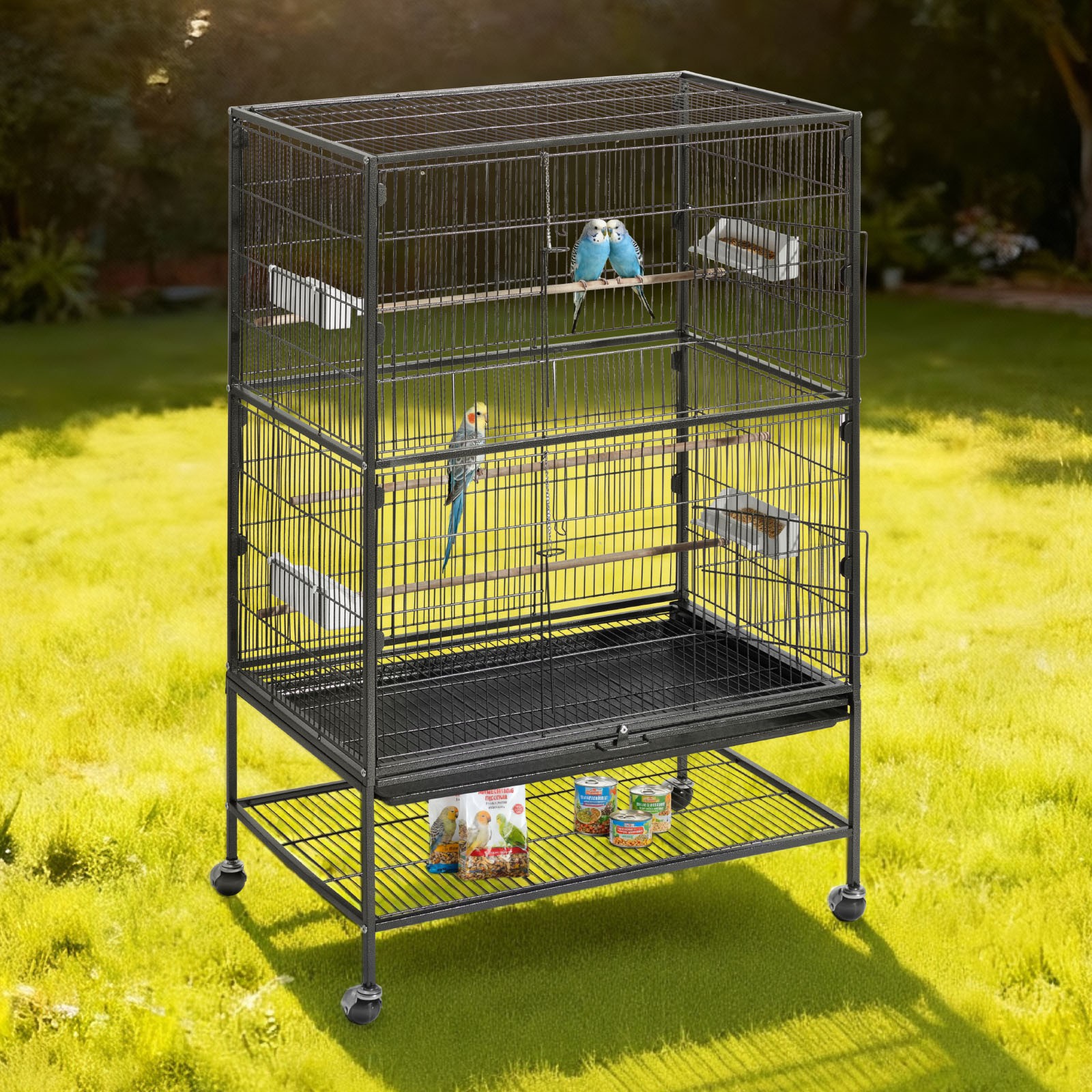 VEVOR Bird Cage Bird Flight Cage 31.5 x 20.5 x 52 inch Wrought Iron with Perches