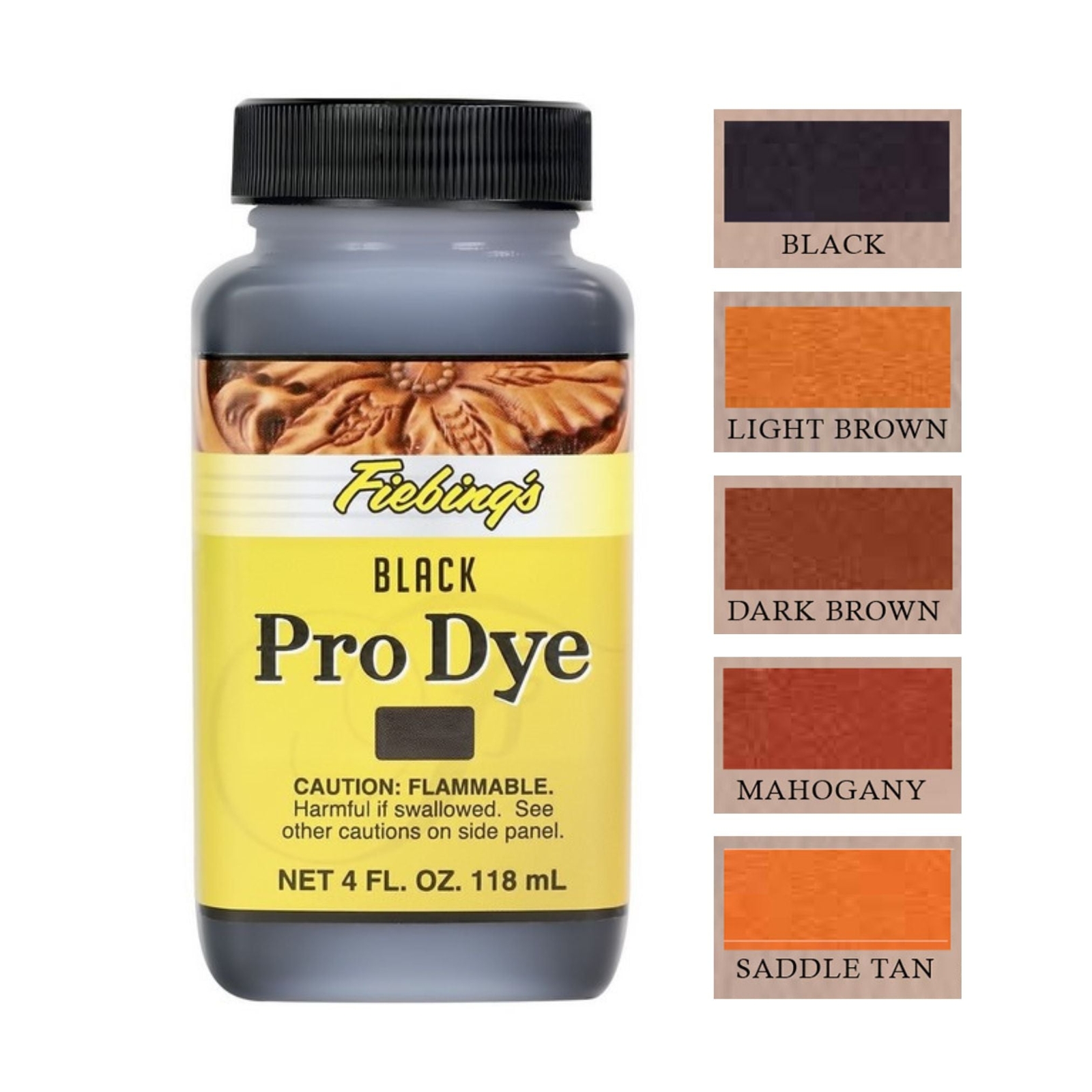 Fiebing's Professional Oil Dye - 4 oz - Quart - Black, Light Brown, Dark Brown