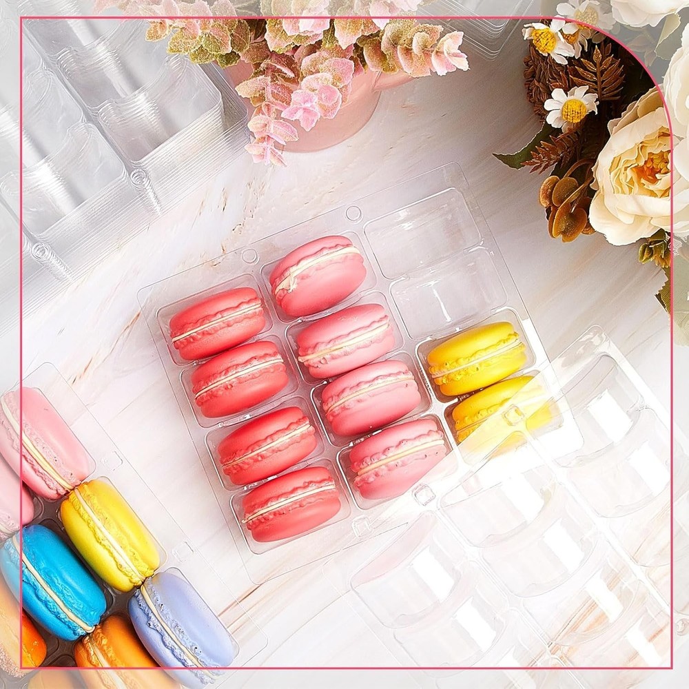 Durable Macaron Boxes - 12 Clear Containers for Seamless Storage & Display