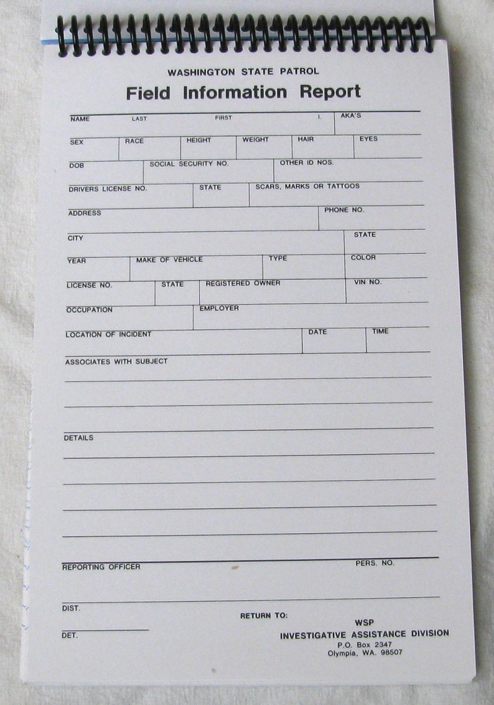 Washington State Patrol Officer’s Notebook⭐