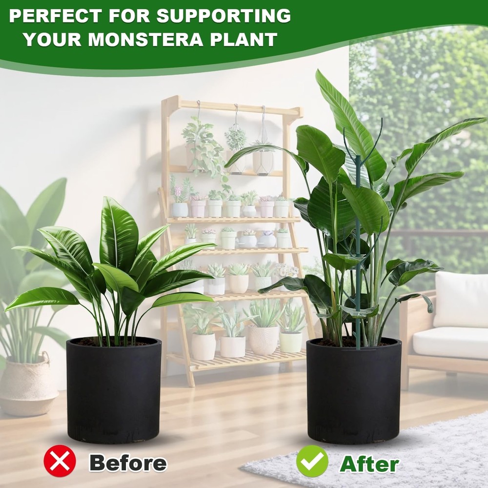 10pack Adjustable Plant Support Pole Stackable Indoor/Outdoor Support Pole wi...