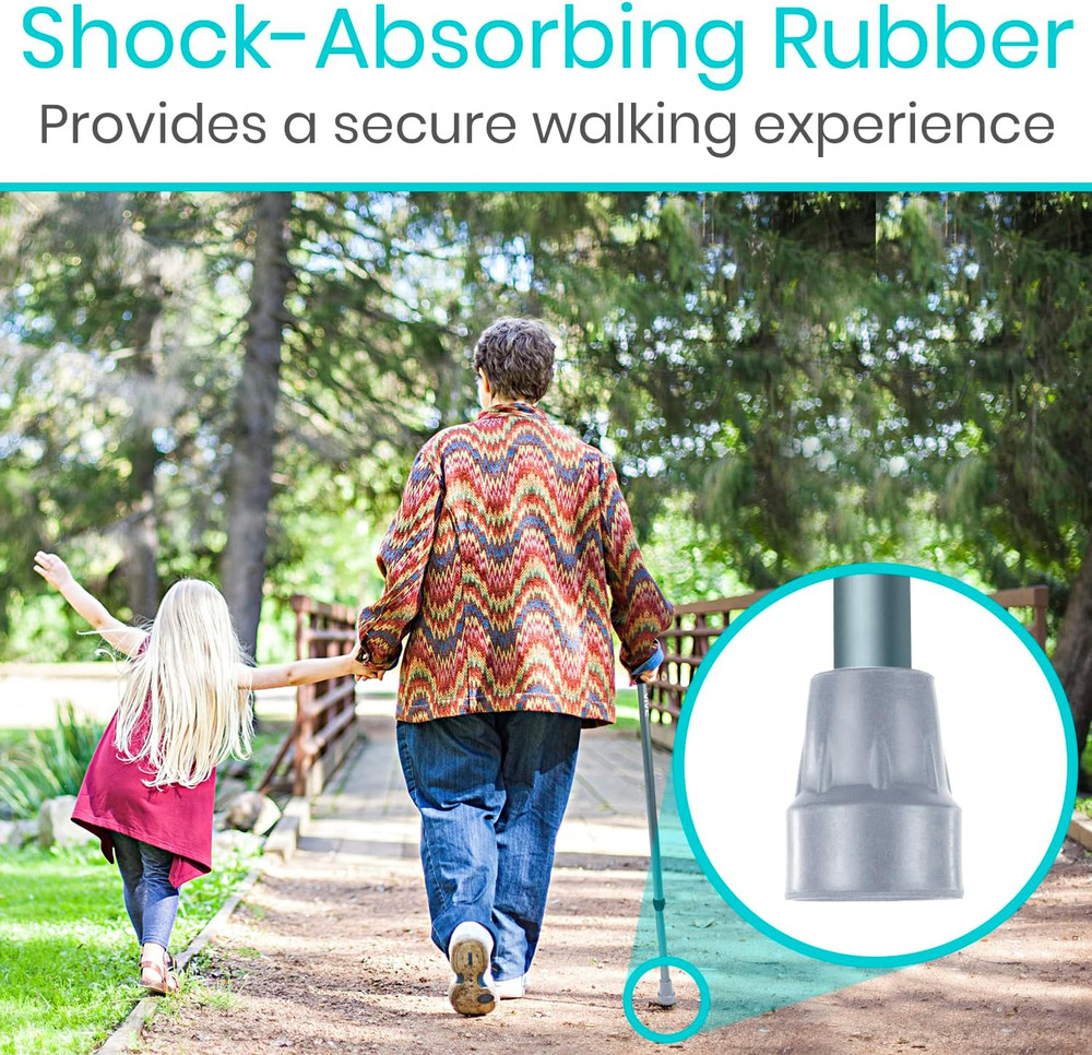 Walking Cane Tips 2 Pack (3/4 Inch) - Non-Slip Universal Rubber Replacement Tips