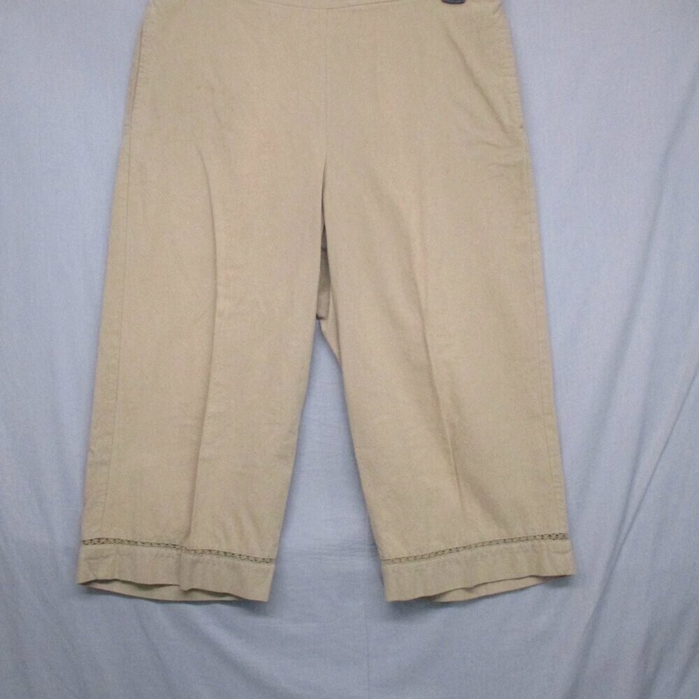 Alfred Dunner Gaucho Capri Pants 100% Cotton Beige Women Size | 12P