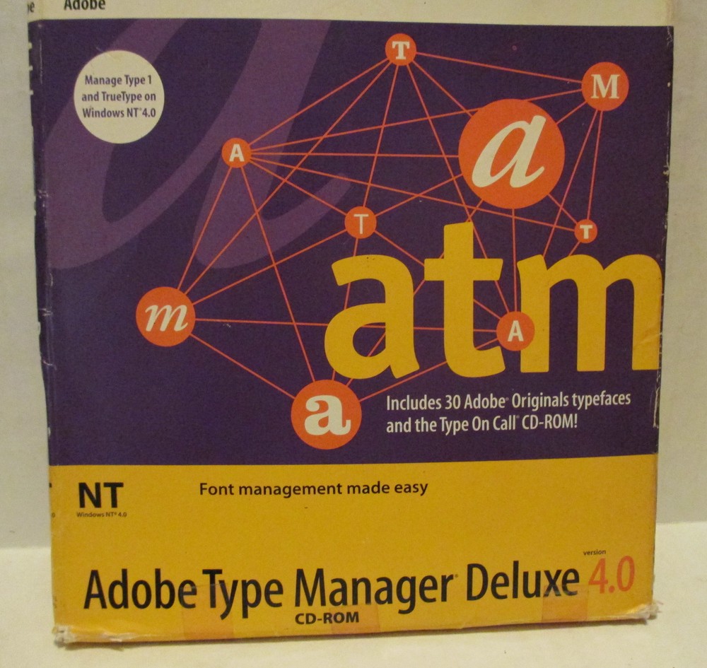 Adobe Type Manager Deluxe 4.0 CD Rom 2 Discs Instructions - Type Library Booklet