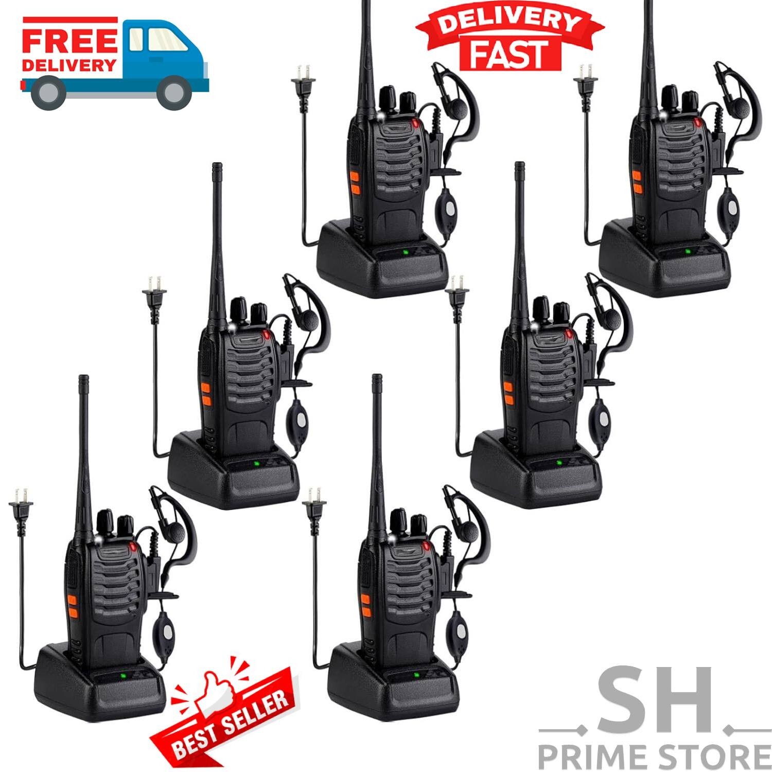 Walkie Talkie Long Range 50 Mile Two Way Radio Charge Waterproof 6 / 10 Pack Set