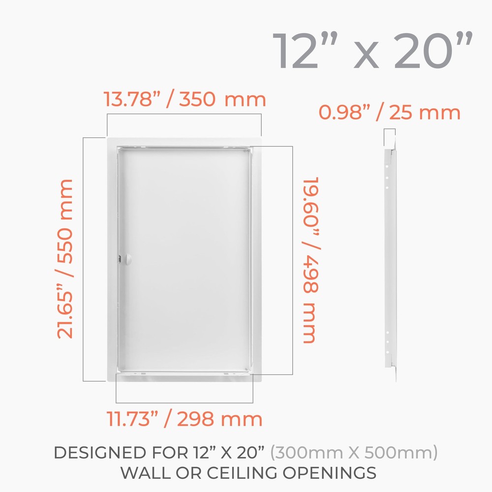 12 x 20 Inch Metal Access Panel for Drywall - White Rectangular Plumbing Acce...