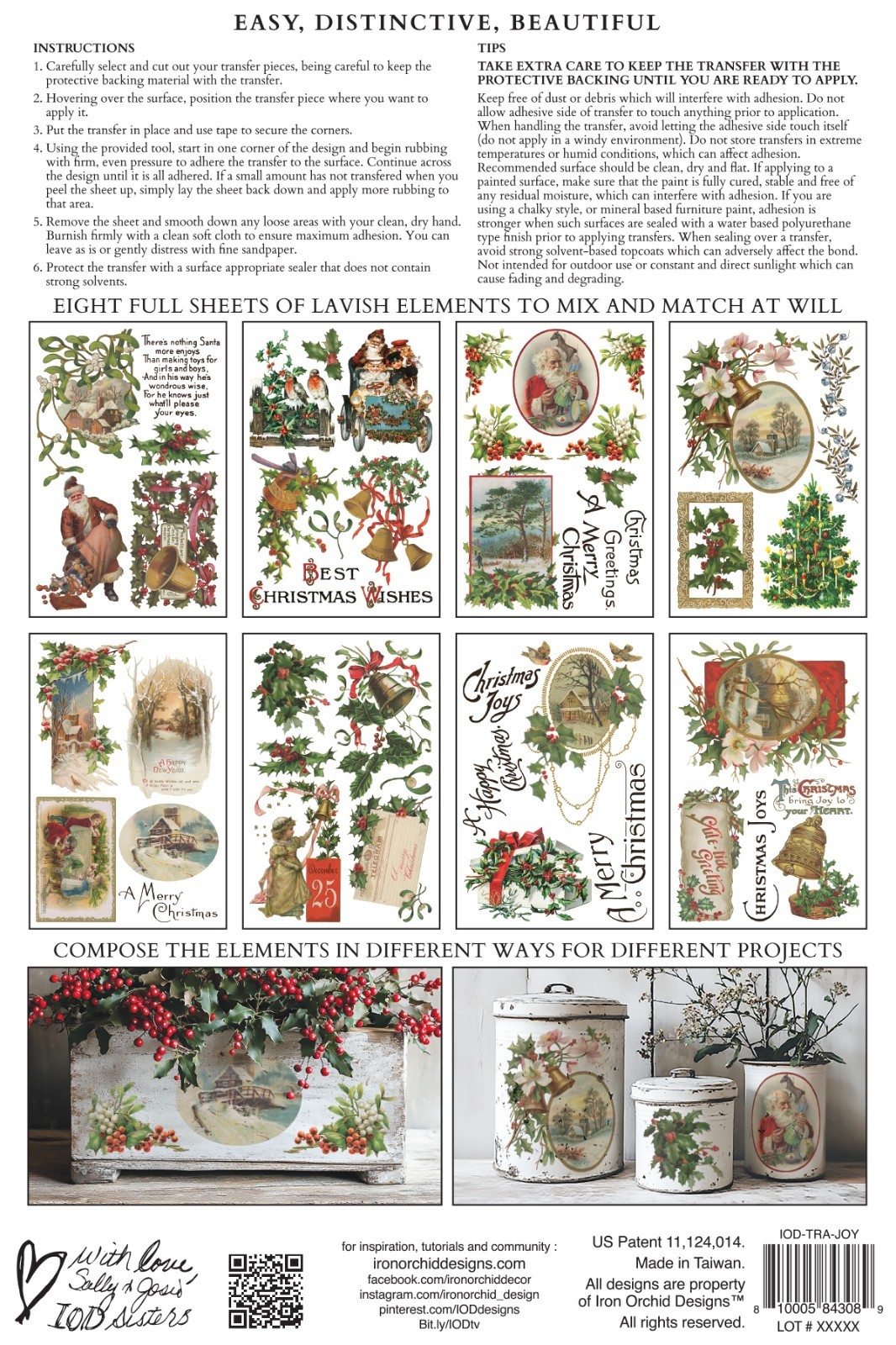 Iron Orchid Designs IOD Christmas Joy Transfer - (8) 8x12 Sheets NEW!!!