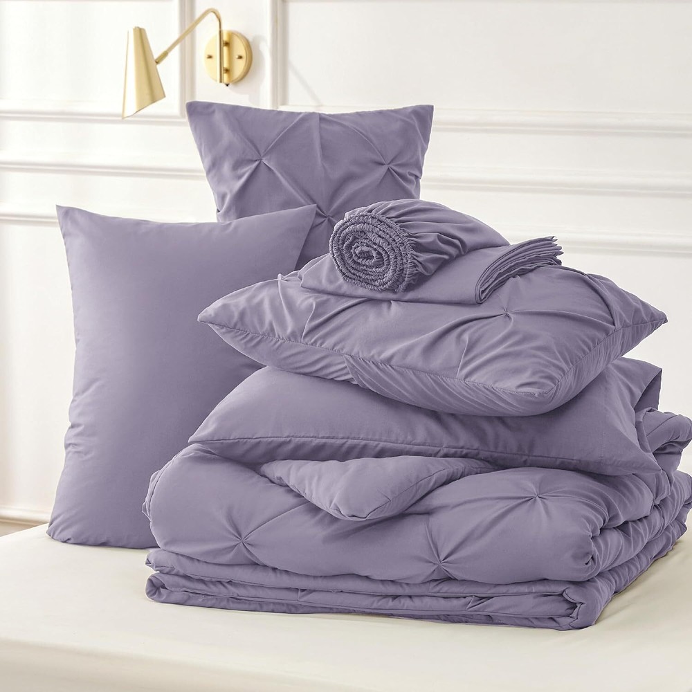 Bedsure Grayish Purple Comforter Set Queen - Bed in a Queen,