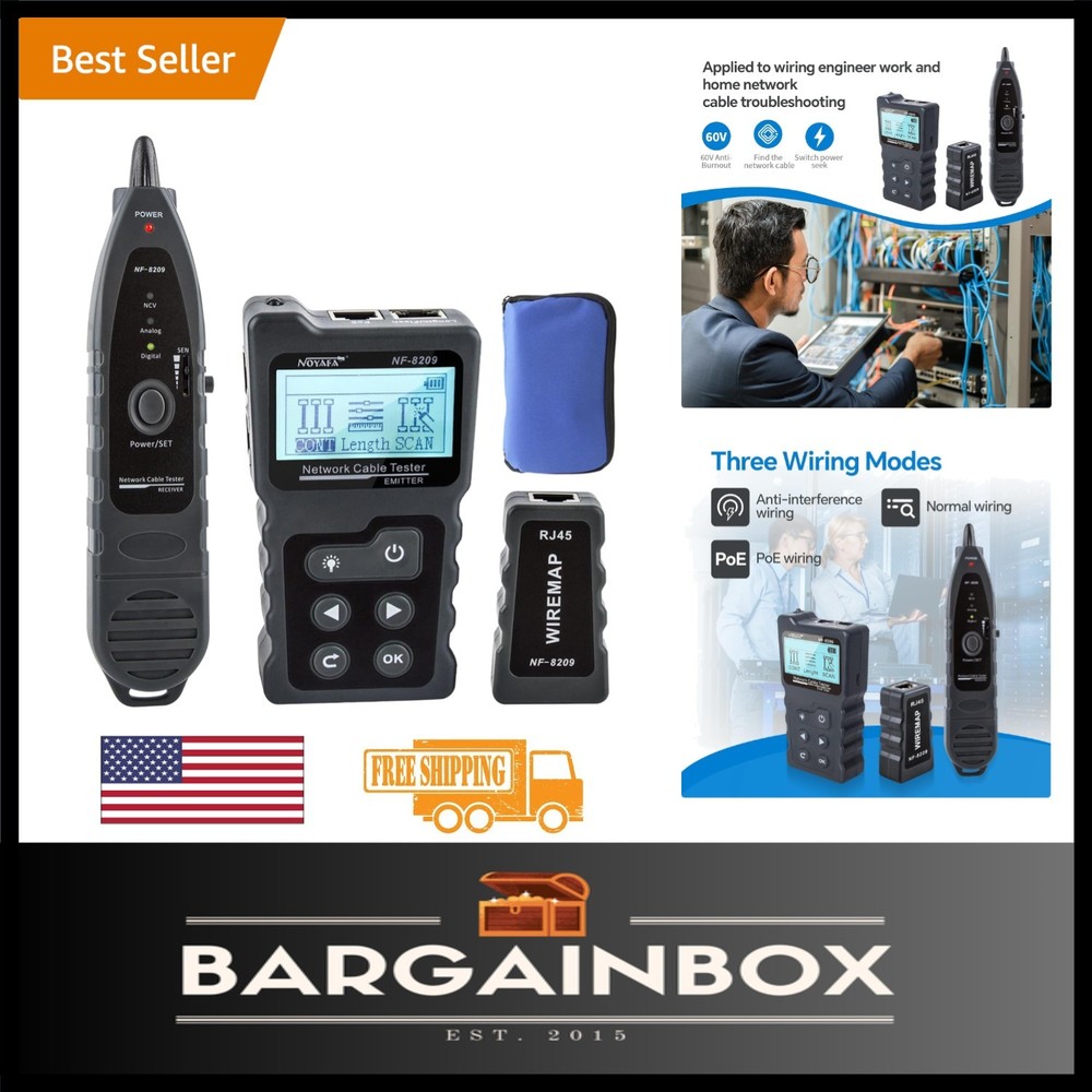 Ethernet Cable Tester Kit with Length  & LED Light for Easy Troubleshooting