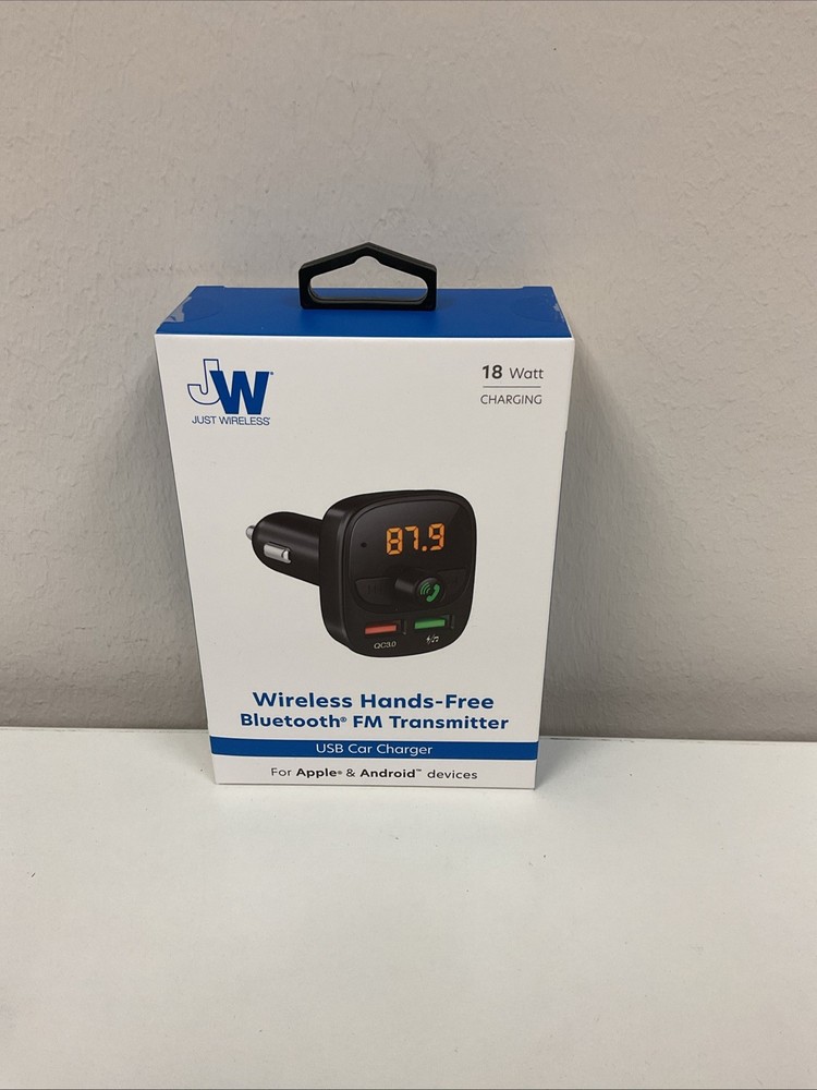 Just Wireless Black USB Car Charger Bluetooth Hands-Free FM Transmitter T19-74