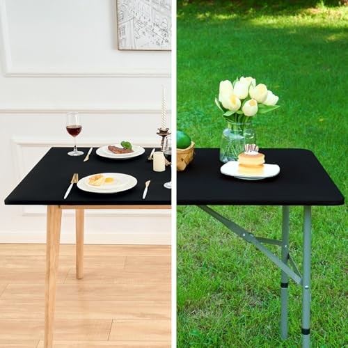 Fitted Rectangle Tablecloth 24 x 48 Inch Elastic 48" x 24" (Rectangular) Black