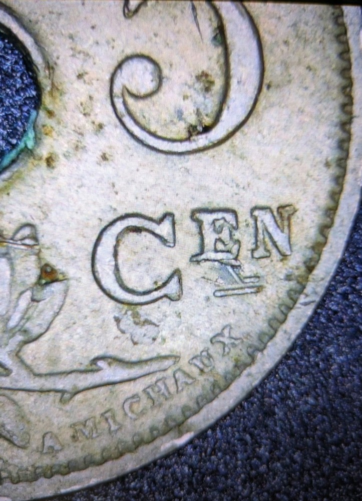 1905 Belgium 5 centimes Cent Dutch Text Extra Fine