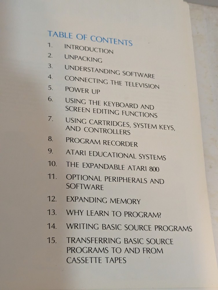 Vintage Atari 400/ 800 Personal Computer Basic Reference Operators Manual 1979