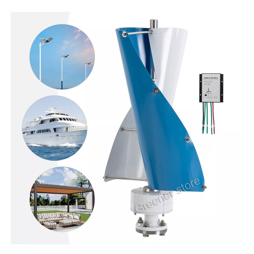 800W 12V/24V Vertical Axis Wind Turbine Generator with Controller Windmill Kit