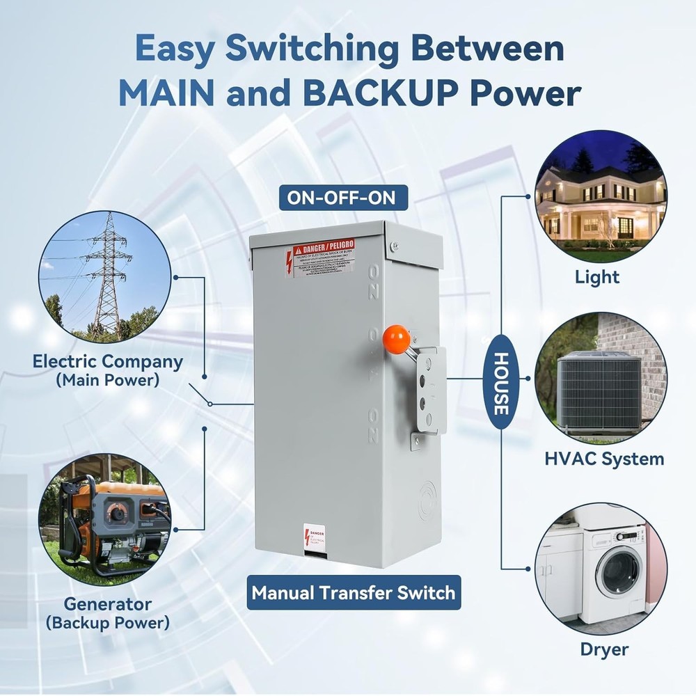 Generator Transfer Switch,24000W General-Duty Double-Throw Safety Switch,120/...