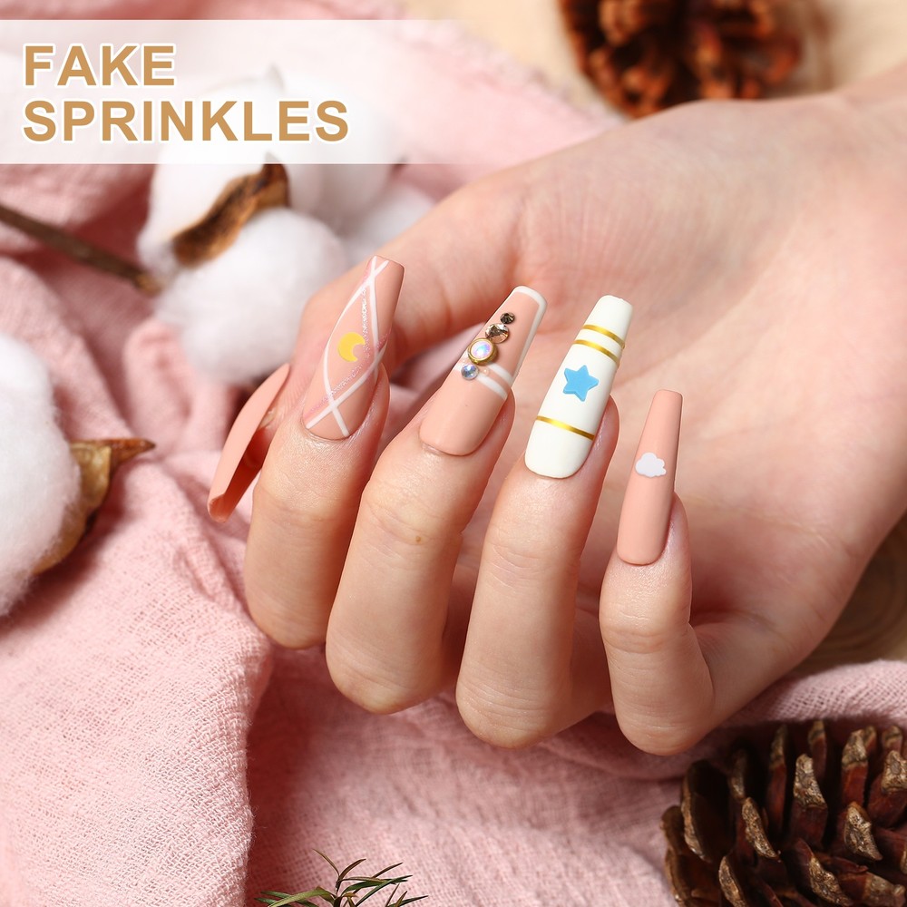 Fake Sprinkles, 9 Set Long-Style Granules, Multicolored