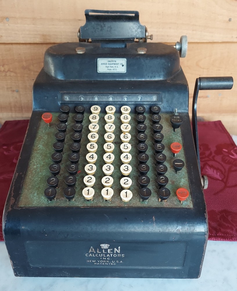VINTAGE ALLEN CALCULATOR, ADDING MACHINE, UNTESTED MAN CAVE
