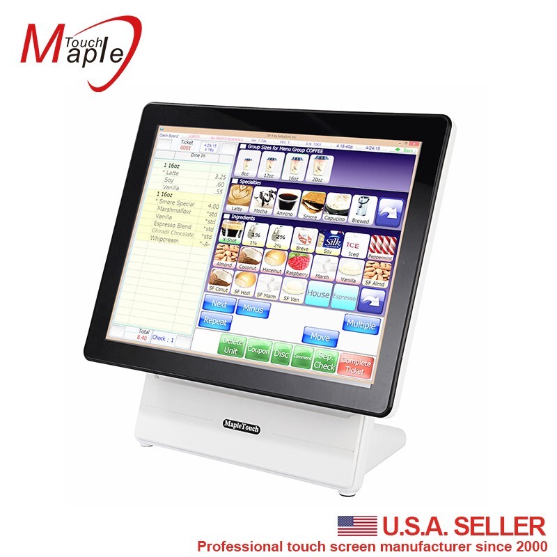 White 15" POS touch computer all in one with 10.1" second display