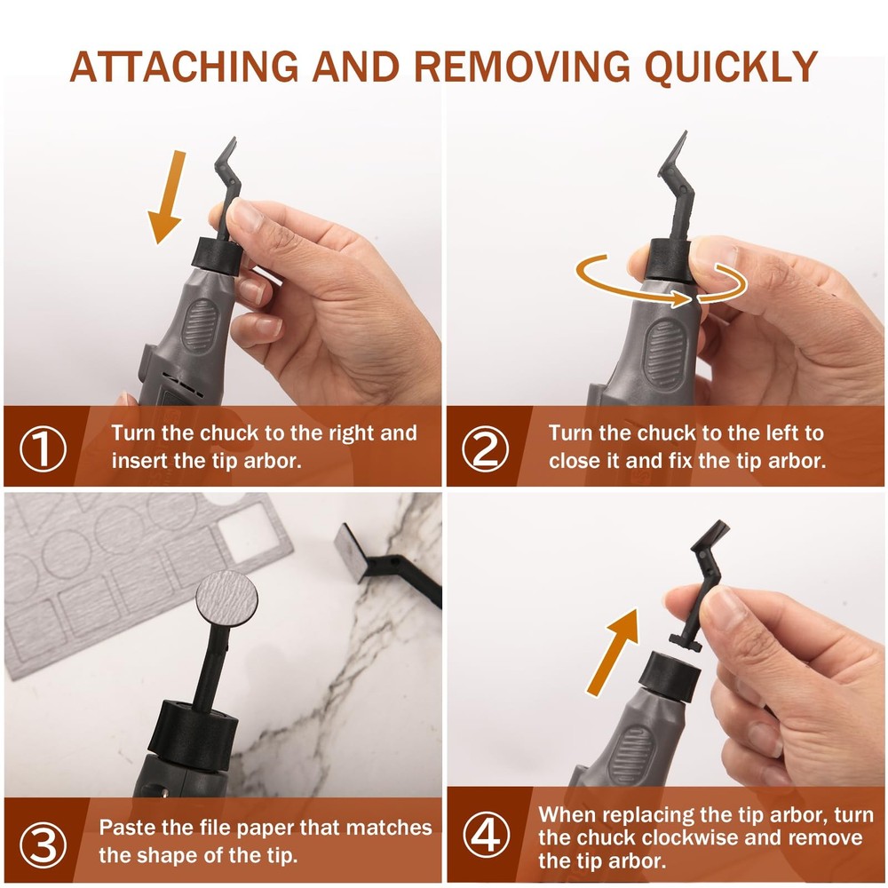 Cordless Pen Sander, Variable Speed and USB Charging with LED Light, Multi-Pu...