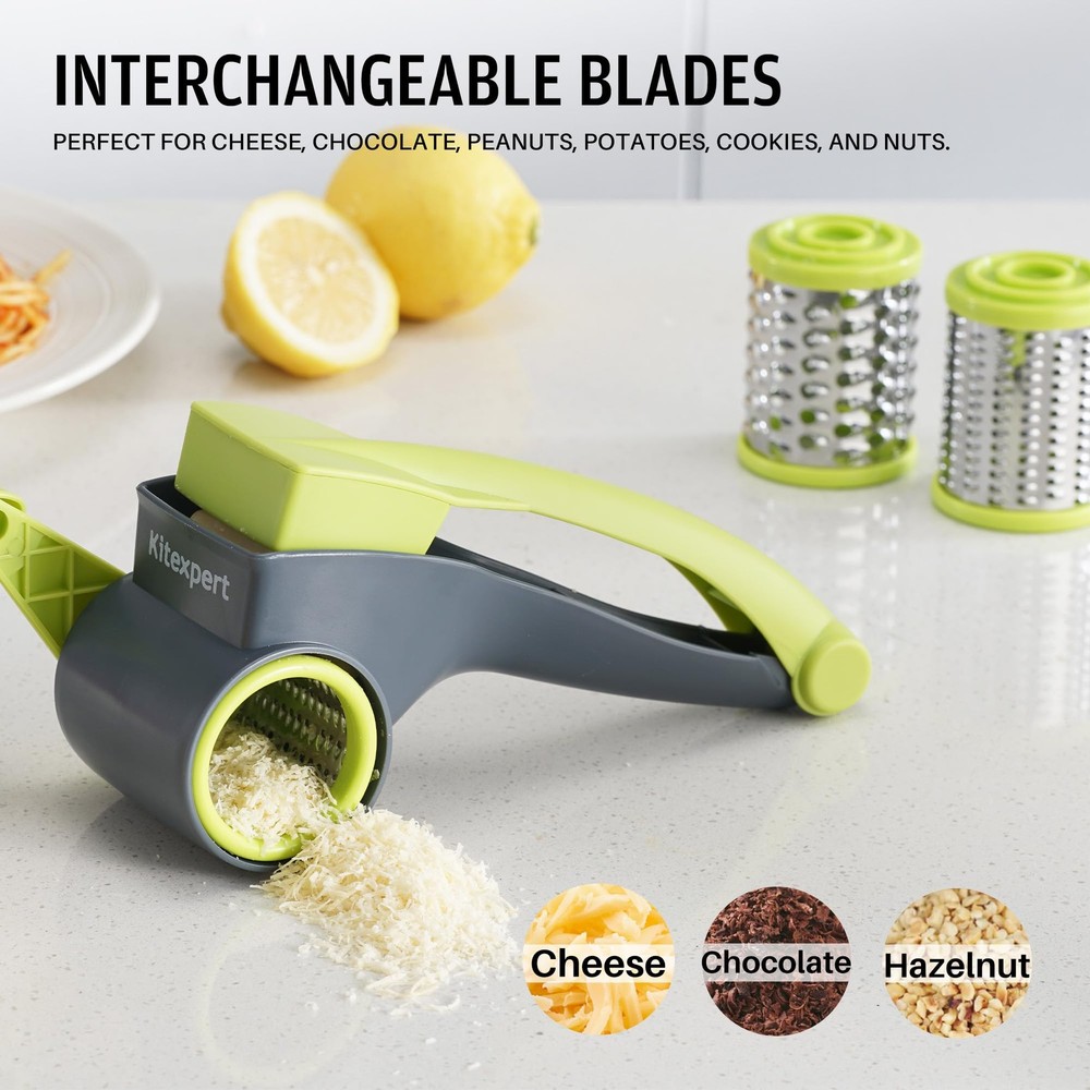 Cheese Grater with Handle, Kitchen Parmesan 2 3, Green