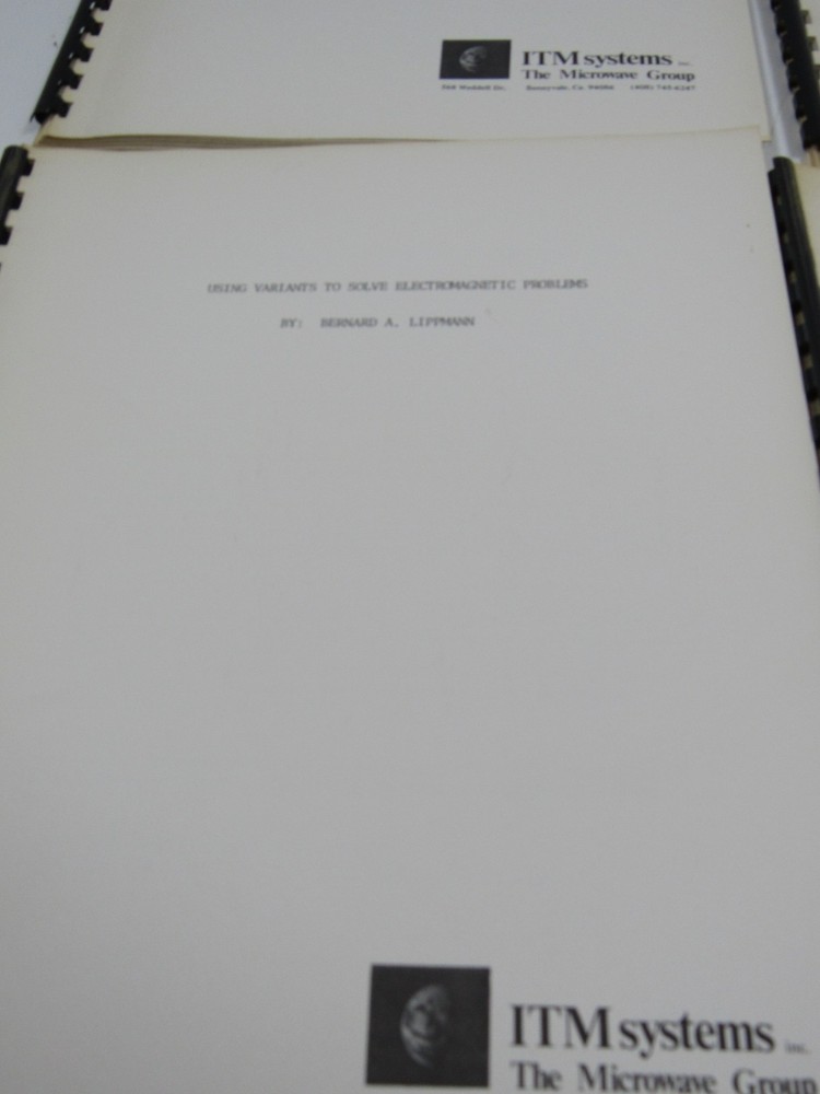 4 ITM Systems The Microwave Group Bernard A. Lippmann Work Books #BS