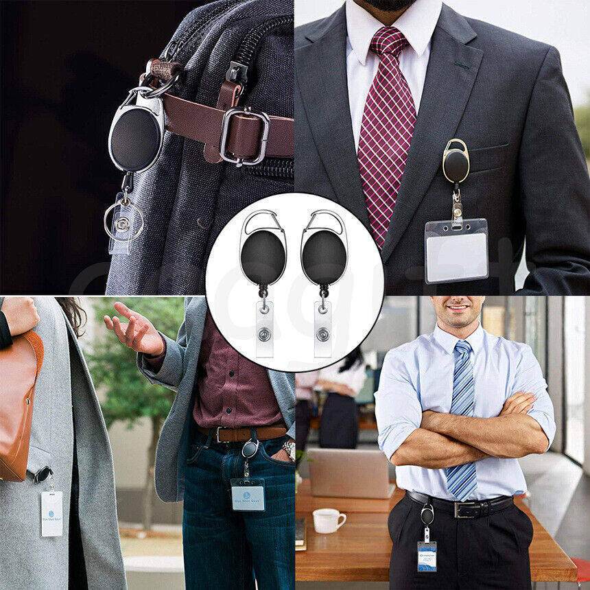 5/10/20x Retractable Reel Clip Badge Holder ID Card Key Ring Carabiner US Stock