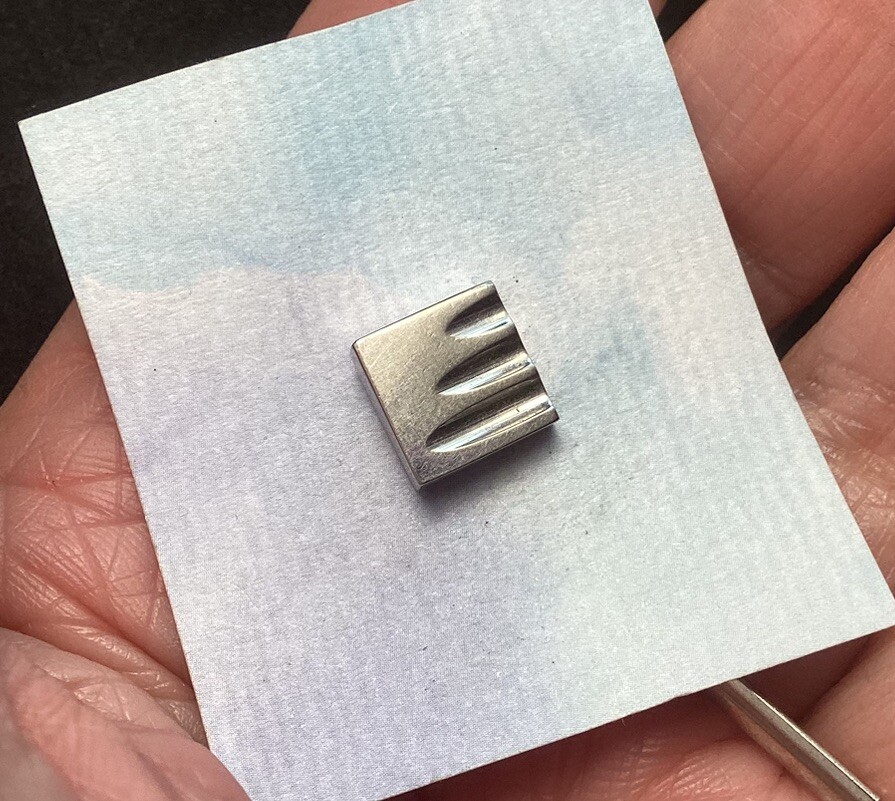 Very Nice Silver Tone Smooth Square Tie Tack With Cutouts