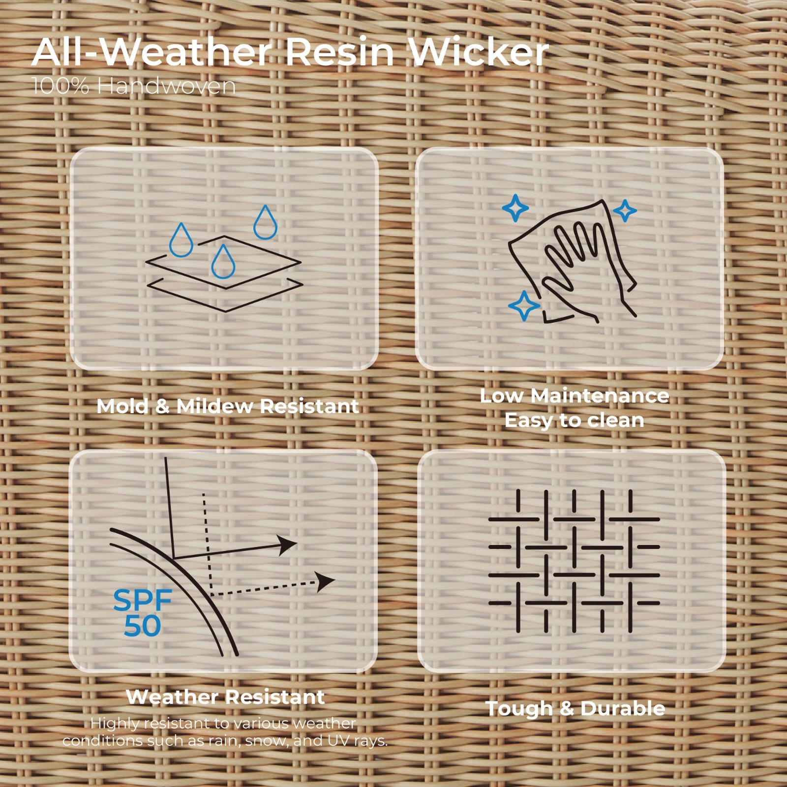 CHITA Patio Wicker 360° Swivel Chairs w/ Removable Cushion Backyard Rattan Chair