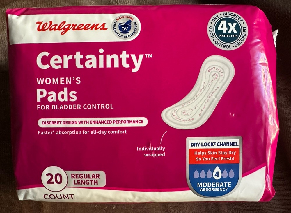 Walgreens Certainty Women’s Pads For Bladder Control 20 ct  Regular Length 4 Mod