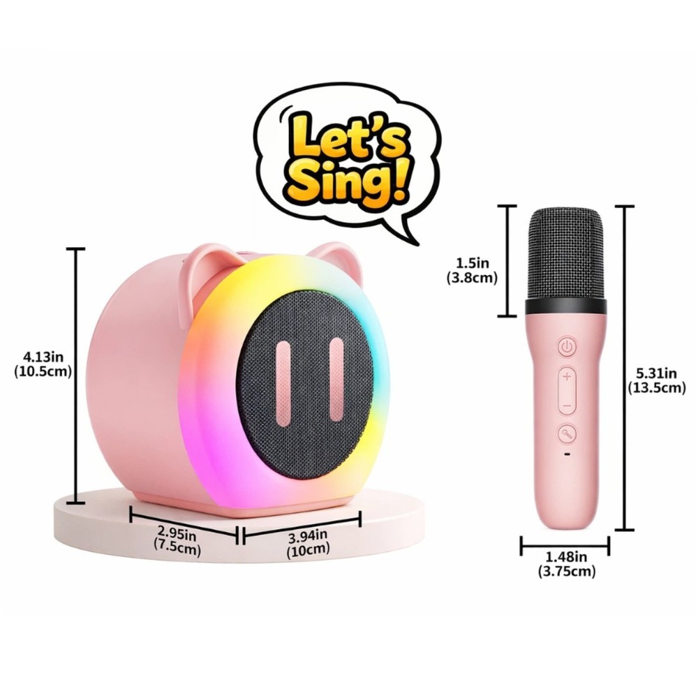 Mini Karaoke Machine with 2 Wireless Microphones