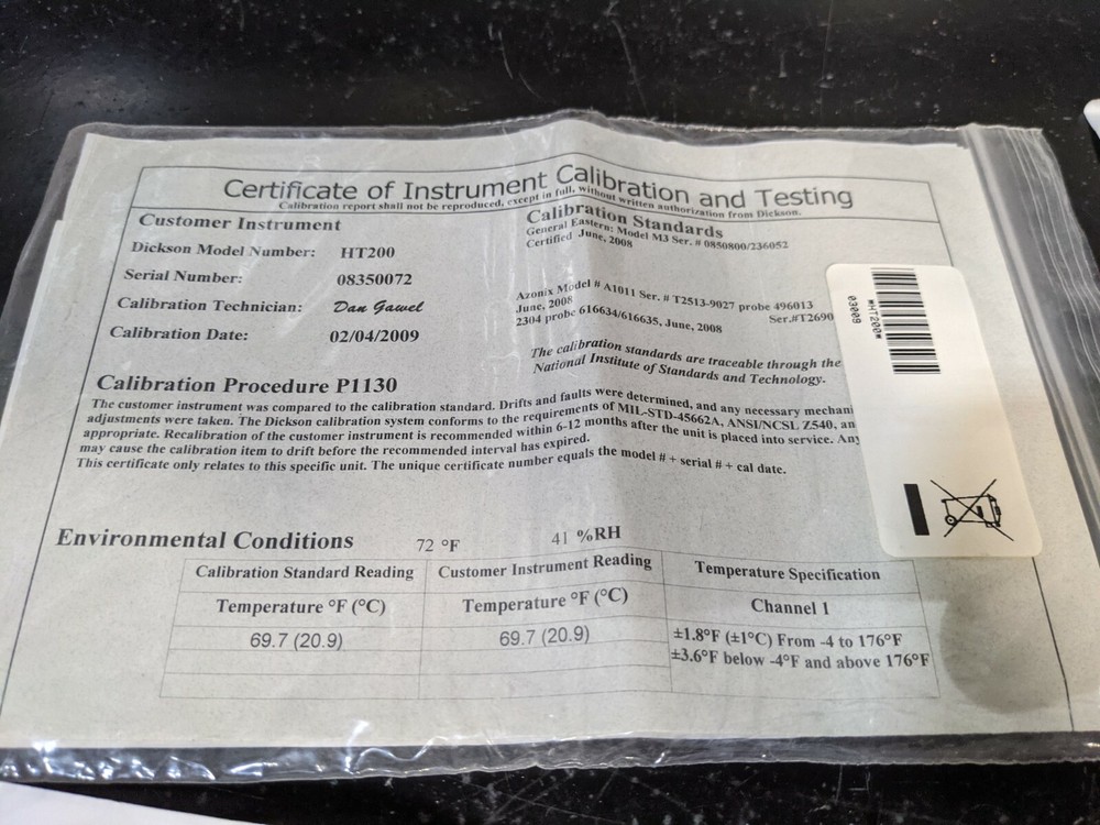 Dickson HT200 Waterproof High Temperature Data Logger with Software