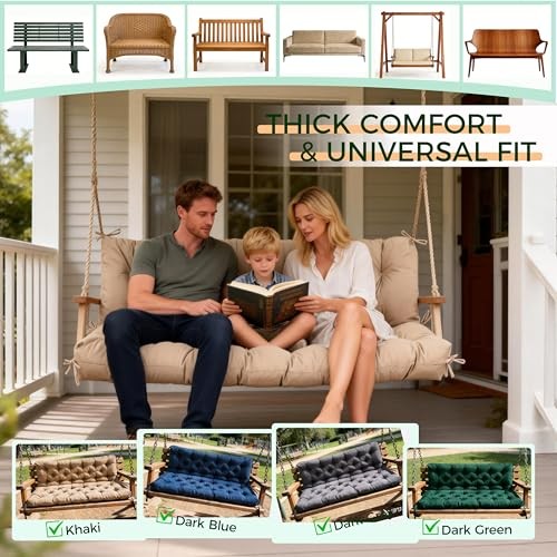 Porch Swing Cushions 60 Inch,Waterproof 60x40x4 inches/150x100x10cm Dark Blue