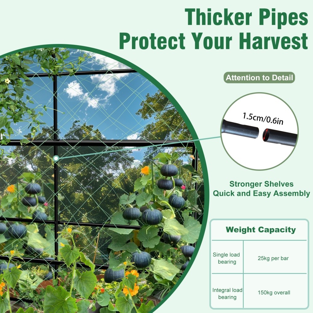 Garden Trellis Tall Cucumber Trellis Arch for Climbing Plants w/ Trellis Netting