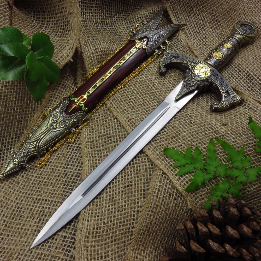 NEW! 17" Medieval Royal Double Edged Dagger w/ Scabbard