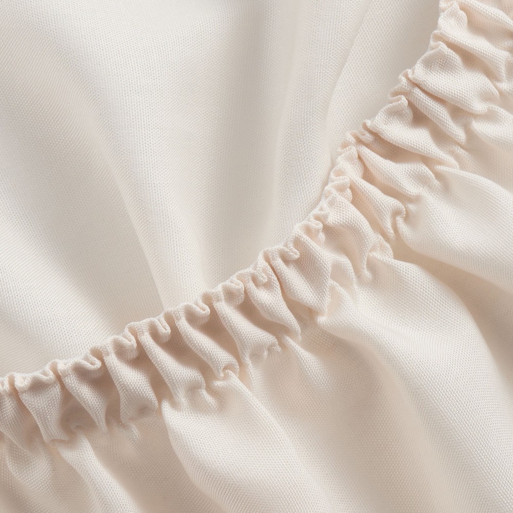 4-Piece Tan Lyocell & Linen Blend Percale Bed Sheet Set Queen