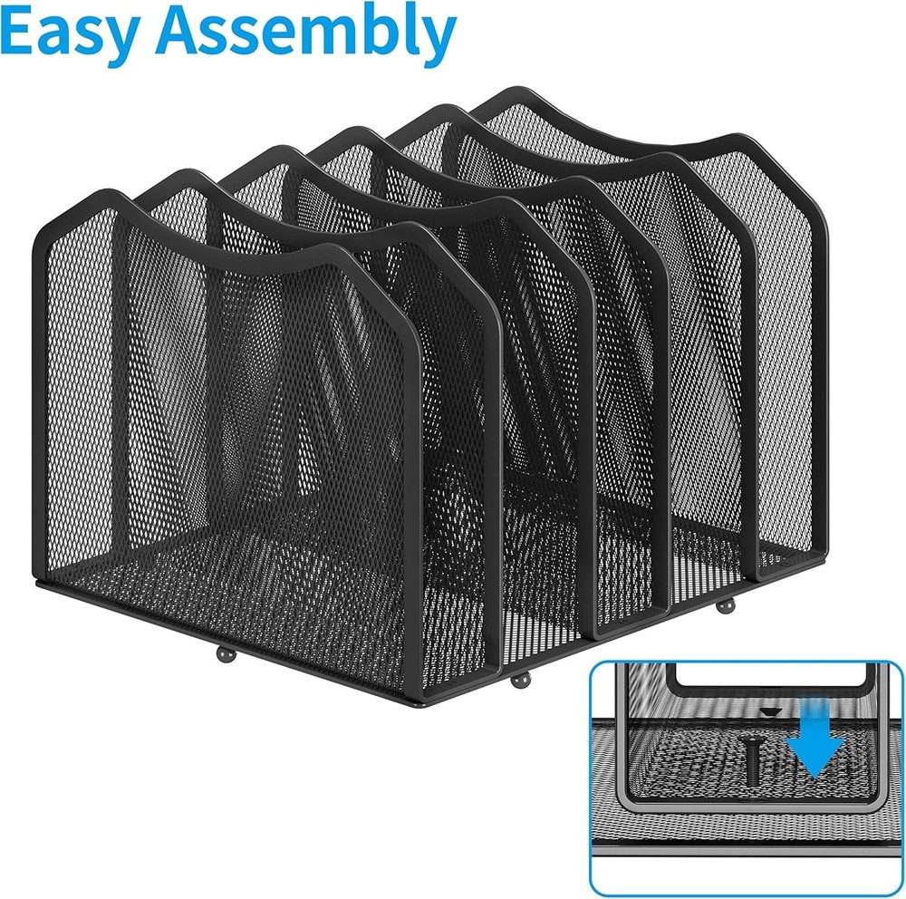 Multifunctional Mesh File Sorter - 5 Sections for Ultimate Desk Organization