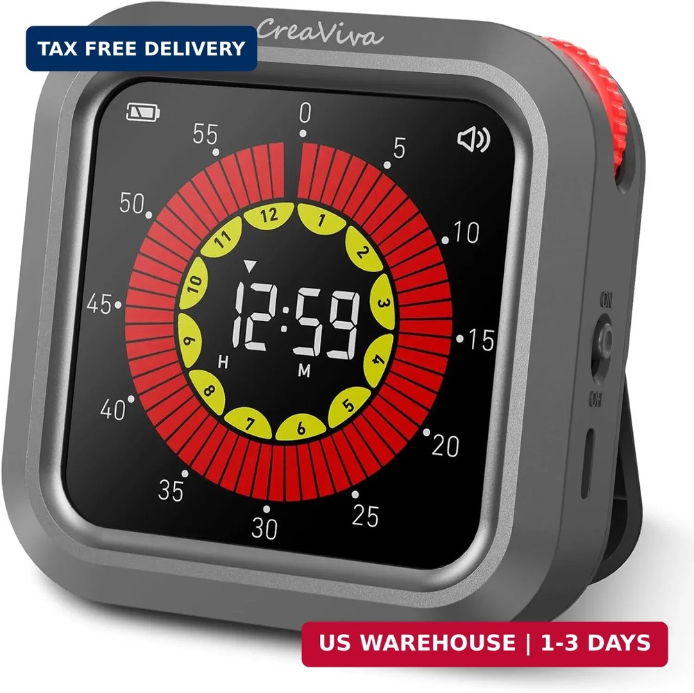 Visual Digital Timer, Large Color Display & Rechargeable, Magnetic Back & Silent