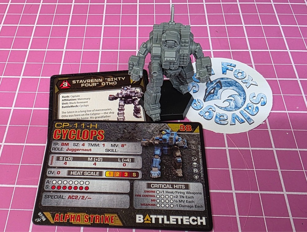 BattleTech Cyclops Mech  -- Black Remnant Command Lance + Cards