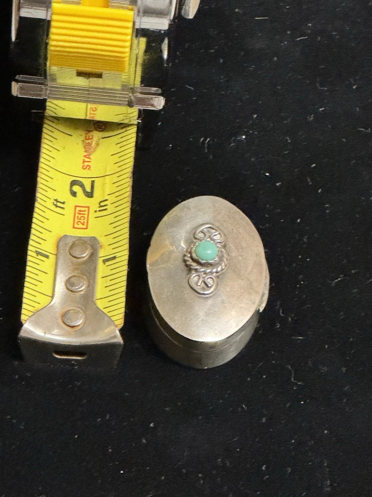 Antique Sterling Silver with Turquoise Pill Box