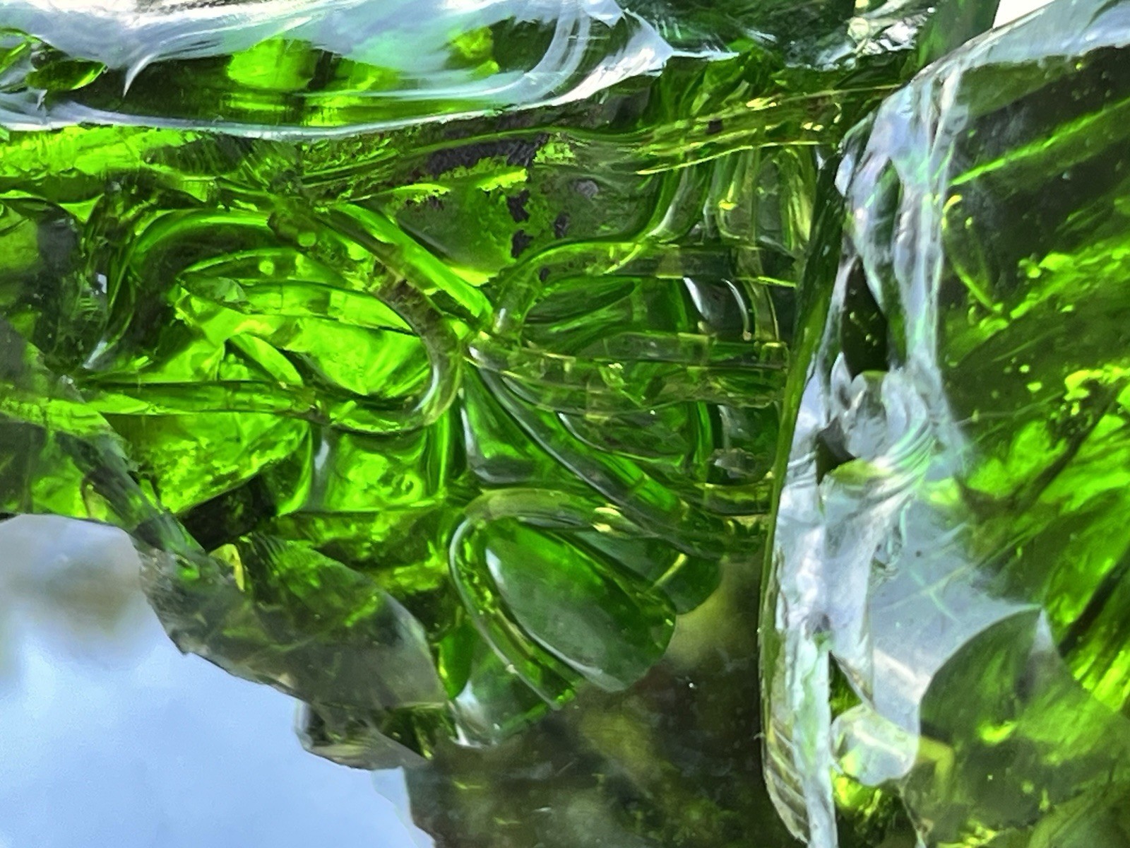 Lot of 10 Deep Green Fern Glass Cullet Slag Chunks ~ 6lbs Blenko