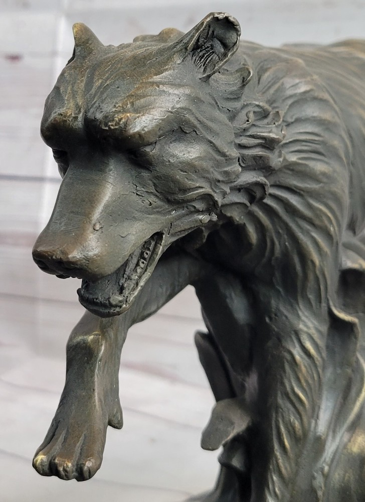 Dynamic Wolf Sculpture C Williams Signed Original Lost Wax Method Office