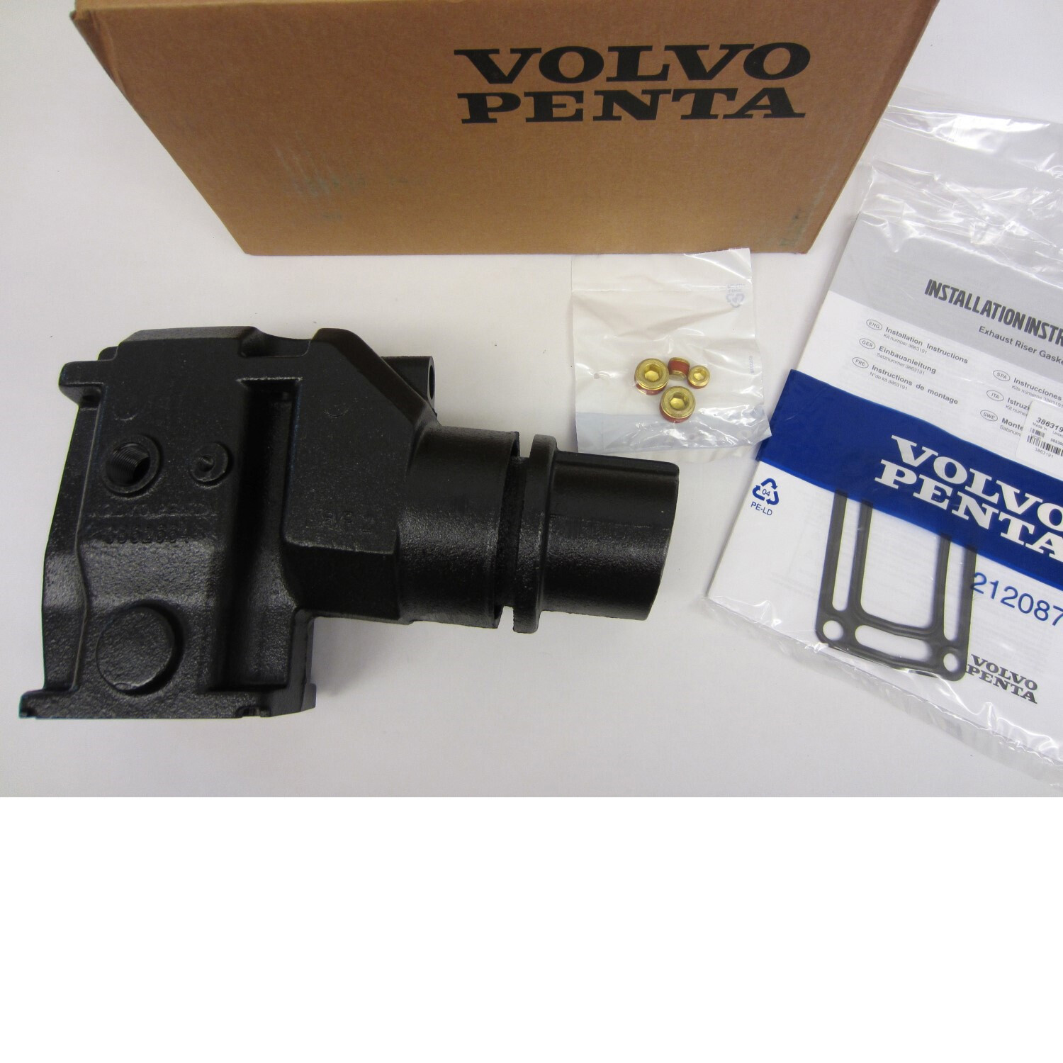 Volvo Penta New OEM Exhaust Elbow 7.8" Riser V6 V8 4.3L 5.0L 5.7L 8.1L 3863061