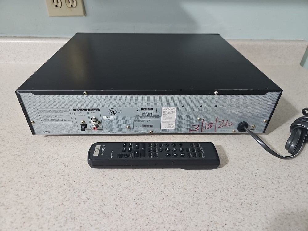 Sony CDP-CE375 CD 5 Compact Disc Carousel Changer with Remote Control