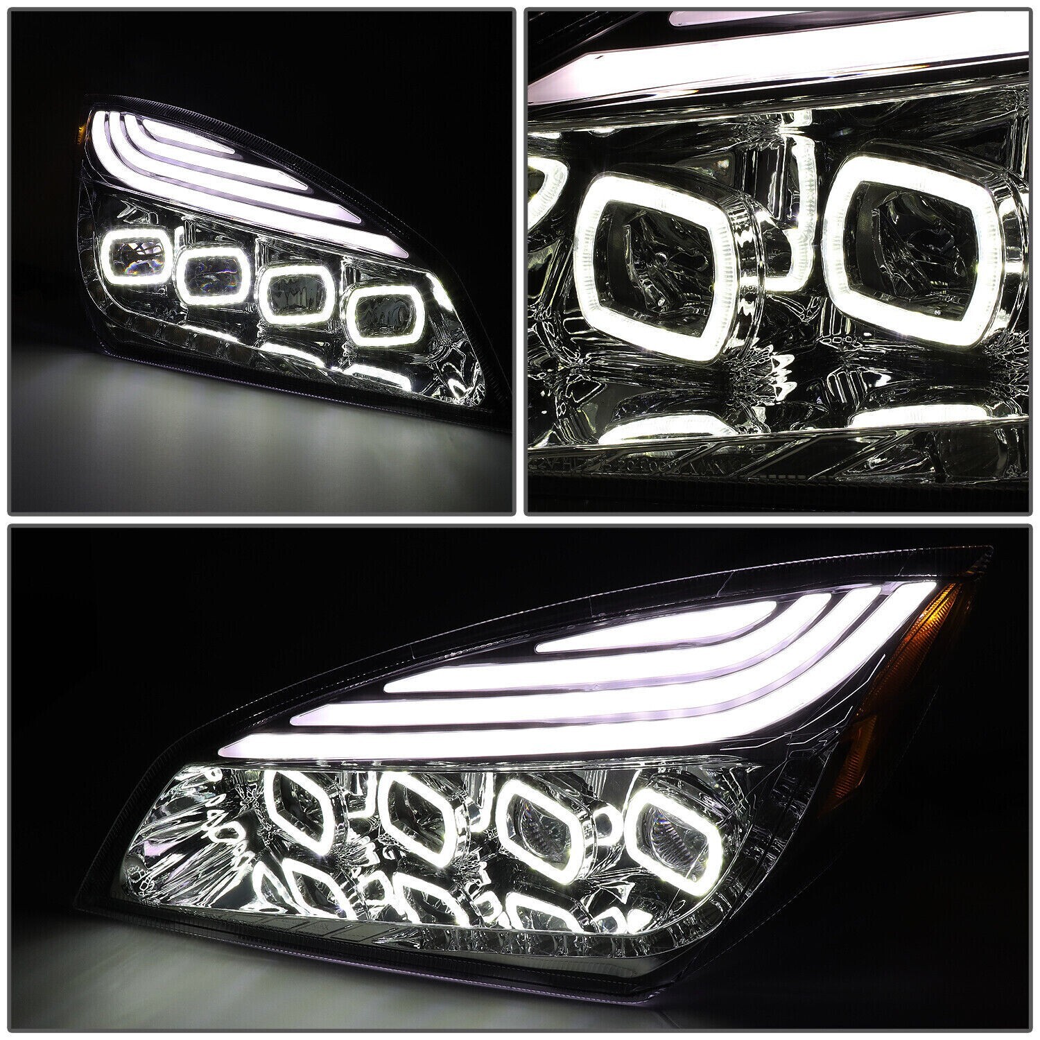 Freightliner Cascadia 2018+ Full LED Headlights DOT Approved Chrome Pair